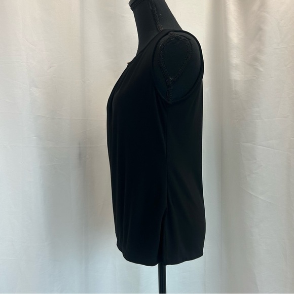 Tahari ASL Black sleeveless ruched top blouse size small - Picture 3 of 10